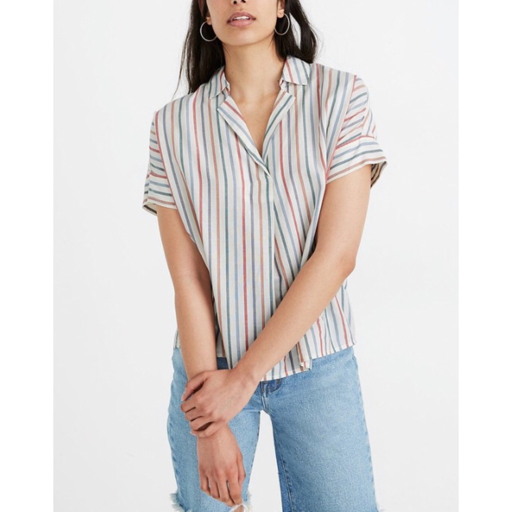 Madewell White Striped Button-Down - Small, Med